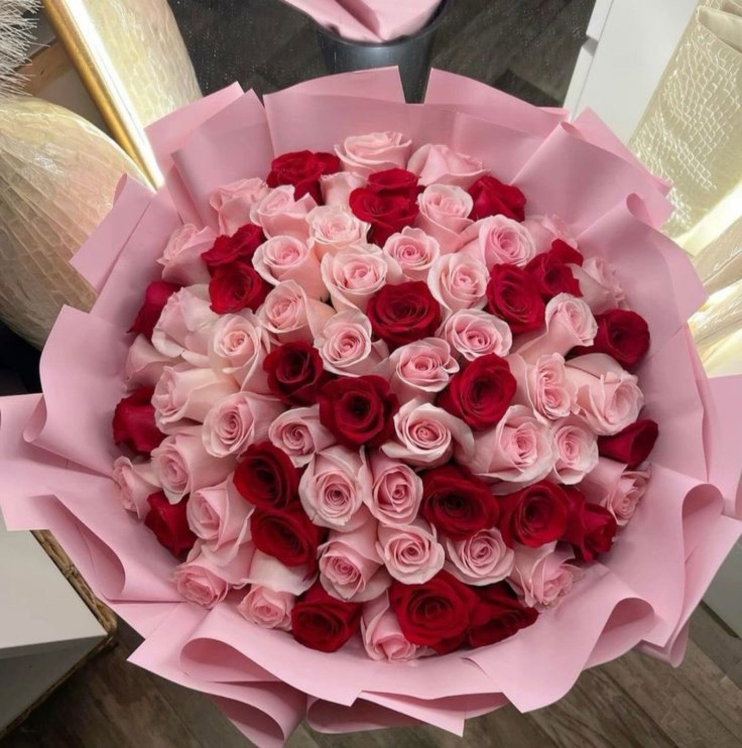 Pink and Red roses bouquet