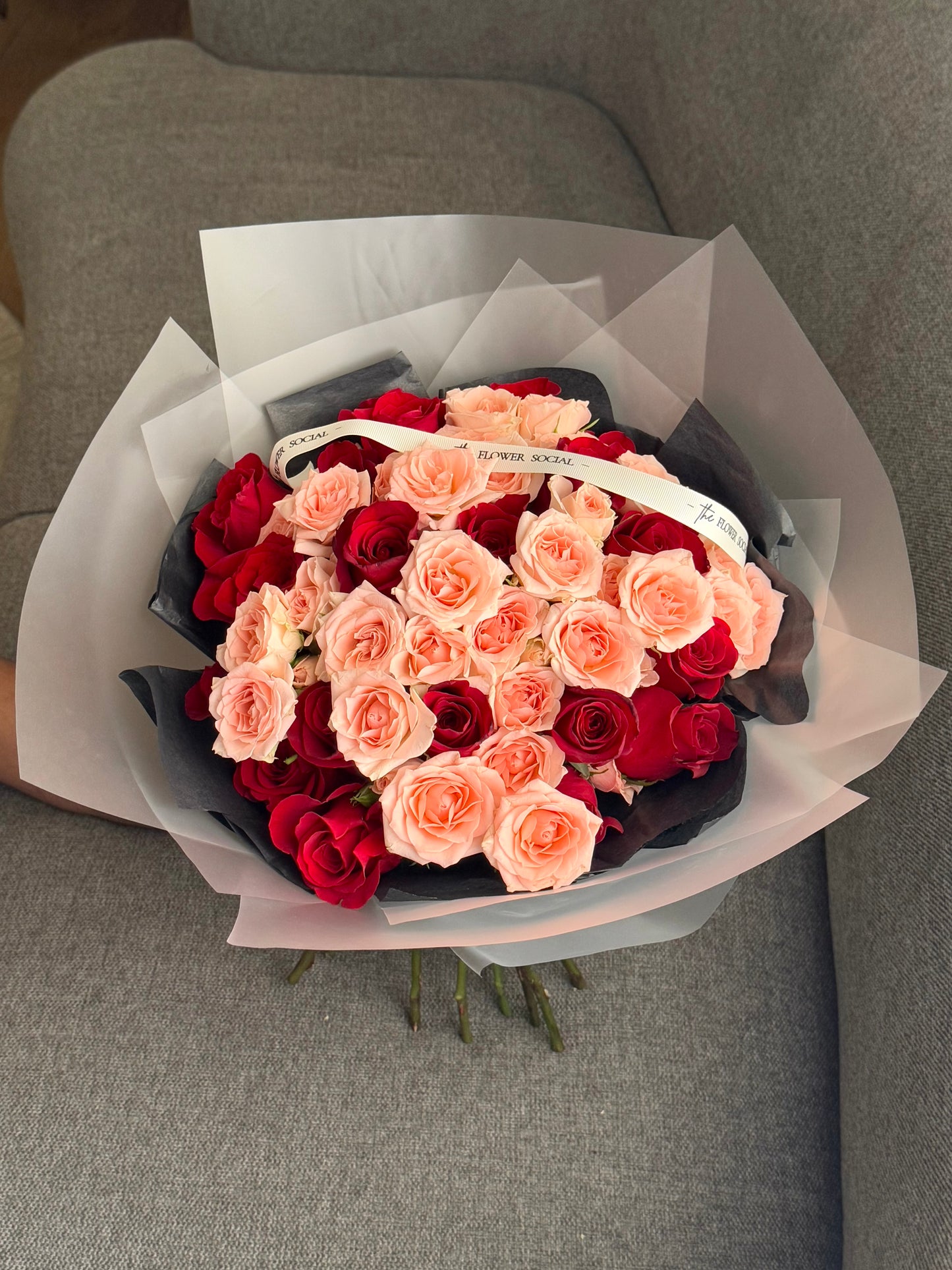 Red and Peach Roses Bouquet